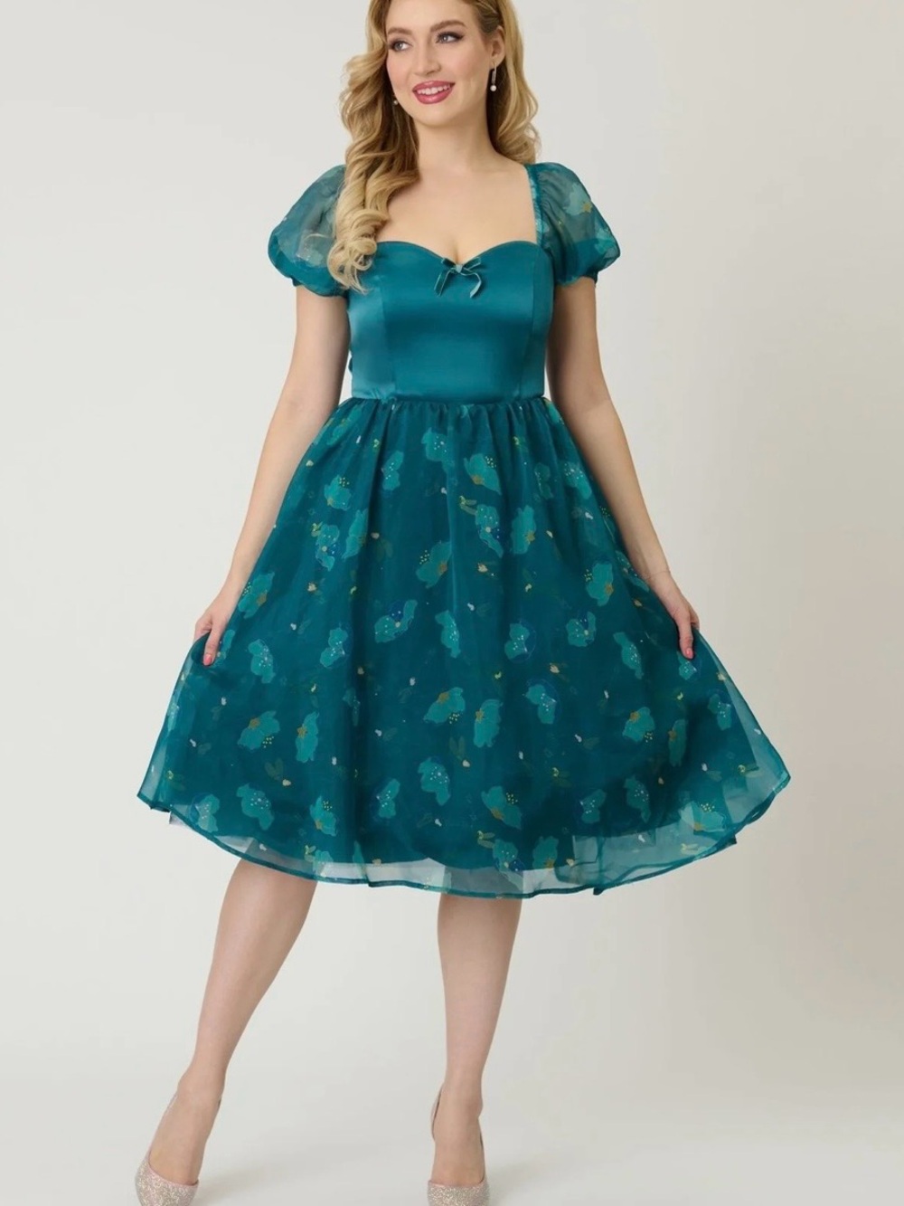 NWT Unique Vintage Disney Fantasia Light Up Fairies Swing Dress XL Teal - Picture 4 of 6